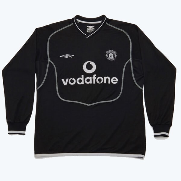 Camiseta Manchester United Segunda equipación ML Retro 2000 2002 Negro